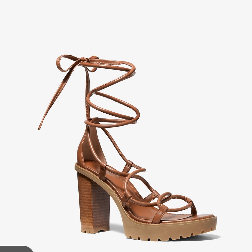 Brown Strappy Platform Heel Sandals